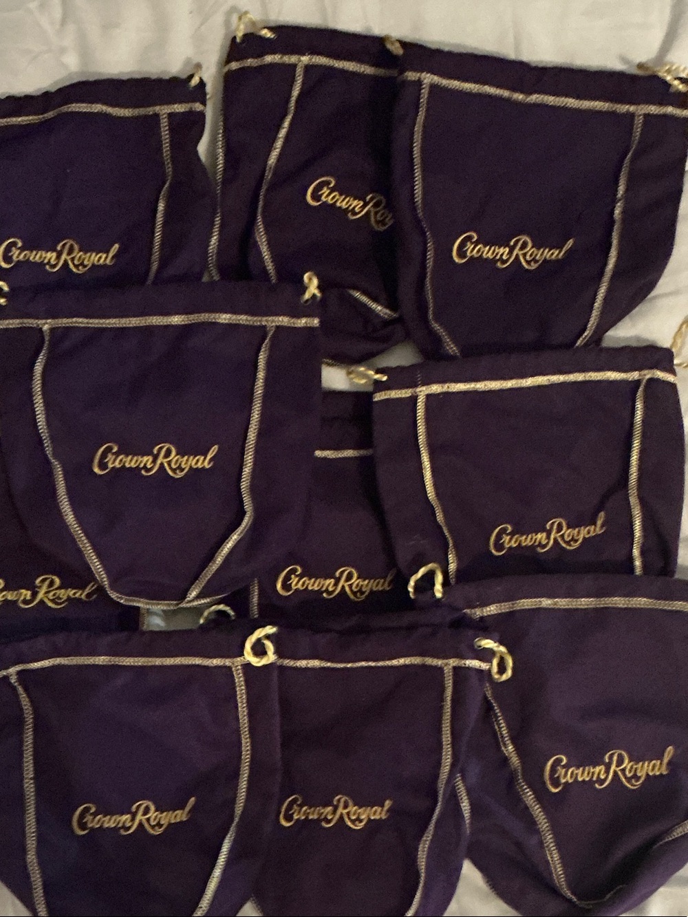 Crown Royal Purple Velvet Drawstring Bags - Set
